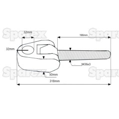 Końcówka cięgła górnego - Kat.3 - Wielkość gwintu: M36x3 - prawa 