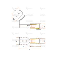 Końcówka na Kabel, Double Grip - Female Spade with Male Branch, 6.3mm, Czerwony (0.5 - 1.5mm) (agropak 25 szt) 