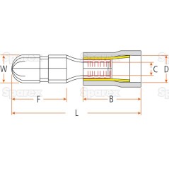 Końcówka Na Kabel, Double Grip - Męski, 4.0mm, Czerwony (0.5 - 1.5mm) (agropak 25 szt) 