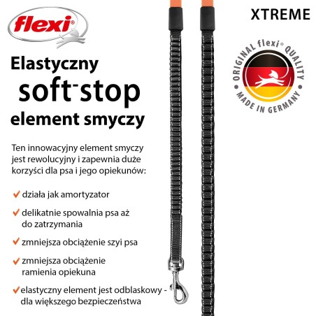 Smycz dla psa Flexi Xtreme, taśma, pomarańczowa, roz. S, 5 m, 20 kg