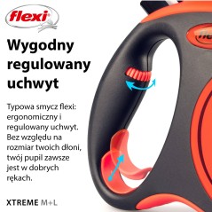 Smycz dla psa Flexi Xtreme, taśma, pomarańczowa, roz. M, 5 m, 35 kg 