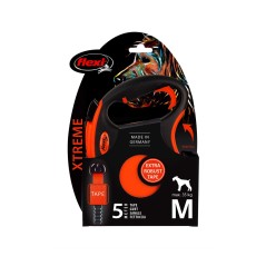 Smycz dla psa Flexi Xtreme, taśma, pomarańczowa, roz. M, 5 m, 35 kg 