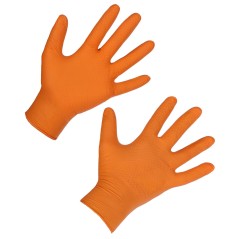 Rękawice nitrylowe Nitrile, X-GRIP 240 mm, roz. M, pomarańczowy, 50 szt., Kerbl 