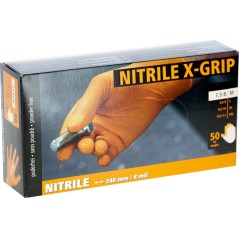 Rękawice nitrylowe Nitrile, X-GRIP 240 mm, roz. L, pomarańczowy, 50 szt.,, Kerbl 