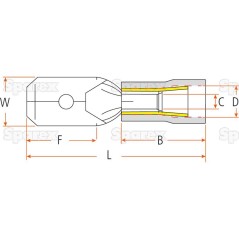 Końcówka na Kabel, Double Grip - Męski, 6.3mm, Czerwony (0.5 - 1.5mm) 