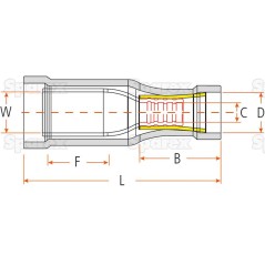 Końcówka Na Kabel, Double Grip - Żeński, 5.0mm, żółty (4.0 - 6.0mm) (agropak 25 szt) 