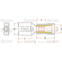 Końcówka Na Kabel, Double Grip - Żeński, 6.3mm, Czerwony (0.5 - 1.5mm), (agropak 25 szt) 