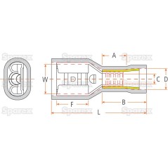 Końcówka Na Kabel, Double Grip - Żeński, 6.3mm, Czerwony (0.5 - 1.5mm), (Bag 