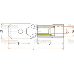 Końcówka na Kabel, Standard Grip - Męski, 6.3mm, Czerwony (0.5 - 1.5mm) 