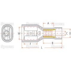 Końcówka na Kabel, Standard Grip - Żeński, 6.3mm, Czerwony (0.5 - 1.5mm) (agropak 25 szt) 