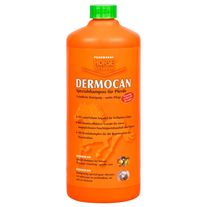 Szampon dla konia Dermocan, oczyszczający, 1000 ml, Pharmakas Horse Fitform