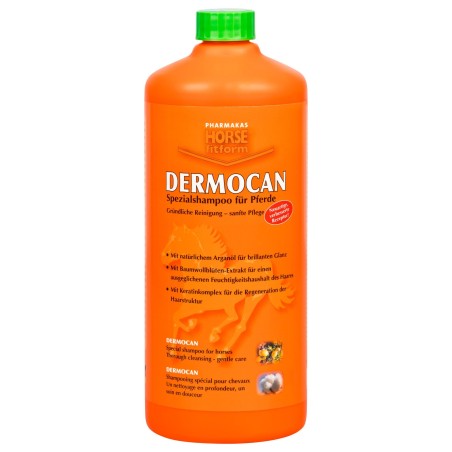 Szampon dla konia Dermocan, oczyszczający, 1000 ml, Pharmakas Horse Fitform