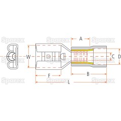 Końcówka na Kabel, Standard Grip - Żeński, 6.3mm, żółty (4.0 - 6.0mm) 