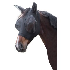 Maska przeciwowadowa dla konia, z uszami, FinoStretch, czarny, roz. Cob, Covalliero