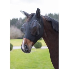 Maska przeciwowadowa dla konia, z uszami, FinoStretch, czarny, roz. Full, Covalliero