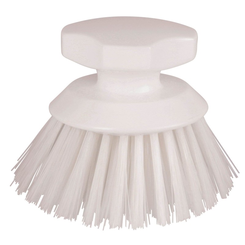 Szczotka okrągła z rączką, śr. 12 cm, biały, poliester, Kerbl