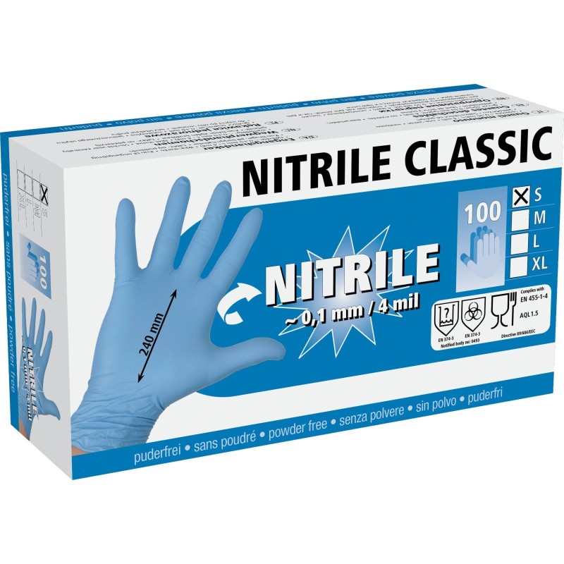 Rękawice Nitrile Classic, rozmiar S, niebieske, 100 szt., Kerbl