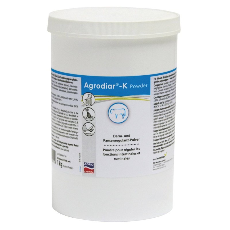 Preparat ograniczający biegunkę u cieląt, osłania przewód pokarmowy, Agrodiar-K®, 1 kg, Agrochemica Preparat ograniczający biegunkę u cieląt, osłania przewód pokarmowy, Agrodiar-K®, 1 kg, Agrochemica