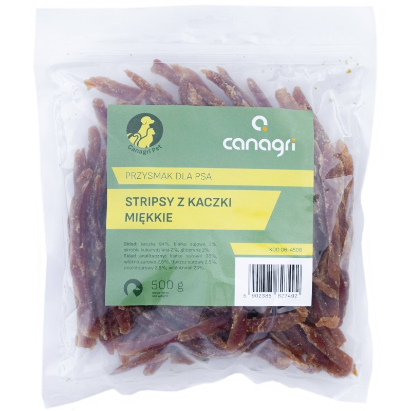 Przysmak dla psa, stripsy z kaczki, miękkie, 500 g, Can Agri