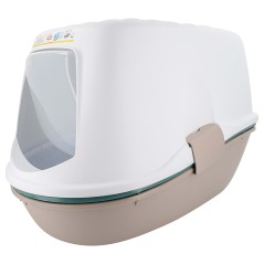 Kuweta zamykana Furba Top z filtrem, biało-zielona, 58,5 x 39,4 x 42,7 cm, Stefanplast