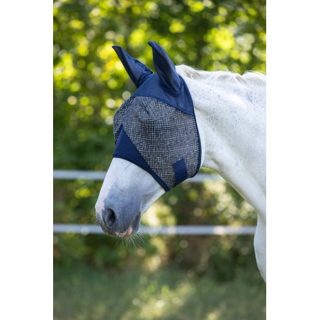 Maska przeciwowadowa dla konia z uszami i filtrem UV, granatowy, Pony, Covalliero