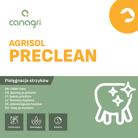 Płyn do mycia wymion Agrisol PreClean 69, 2 kg, Can Agri