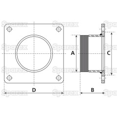 Kołnierz kwadratowy z gwintowaną końcówką 5'' BSPT (130mm) (galvanizado) 