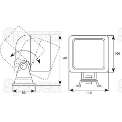 Lampa robocza Kwadrat Lewa/Prawa - 24V 