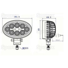 LED Lampa robocza, Interference: Class 3, 1600 Lumeny, 10-30V 