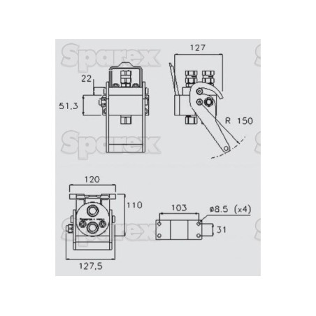 Multizłącze hydrauliczne gniazdo - Gwint żeński - x 1/2'' BSP - 2P206 Seria
