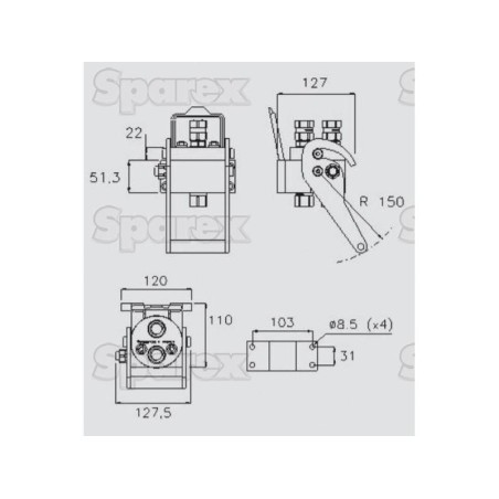 Multizłącze hydrauliczne gniazdo - Gwint żeński - x 1/2'' BSP - 2P206G Seria