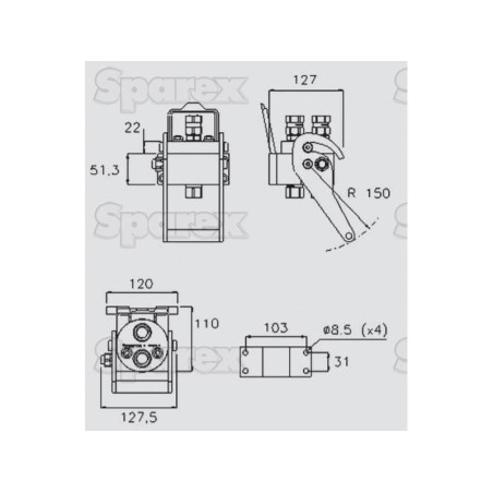 Multizłącze hydrauliczne gniazdo - Gwint żeński - x 3/8'' BSP - 2P206 Seria