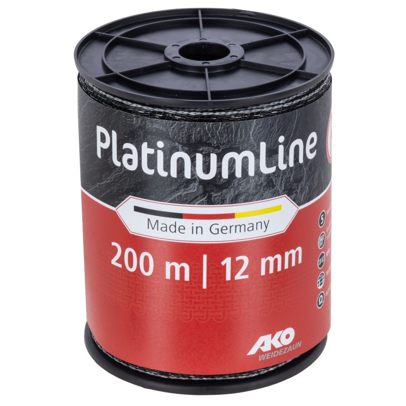 Taśma ogrodzeniowa Platinum Line 12mm x 200m, czarno-biała, AKO