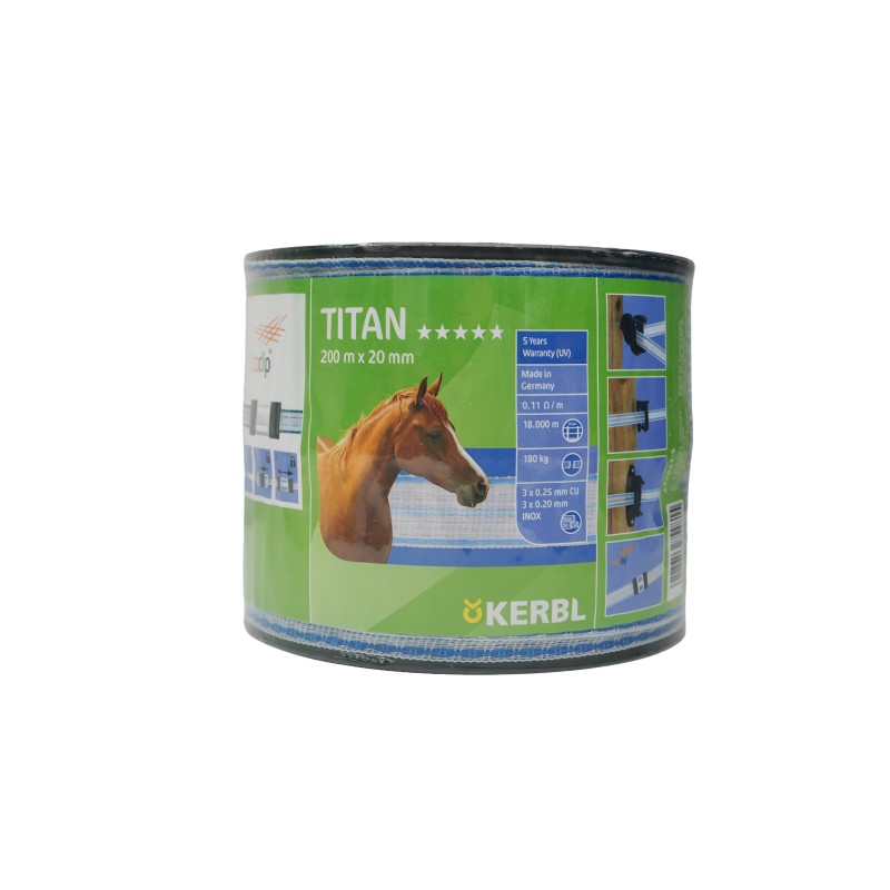 Taśma ogrodzeniowa TITAN 20mm x 200m, biało - niebieska, Kerbl