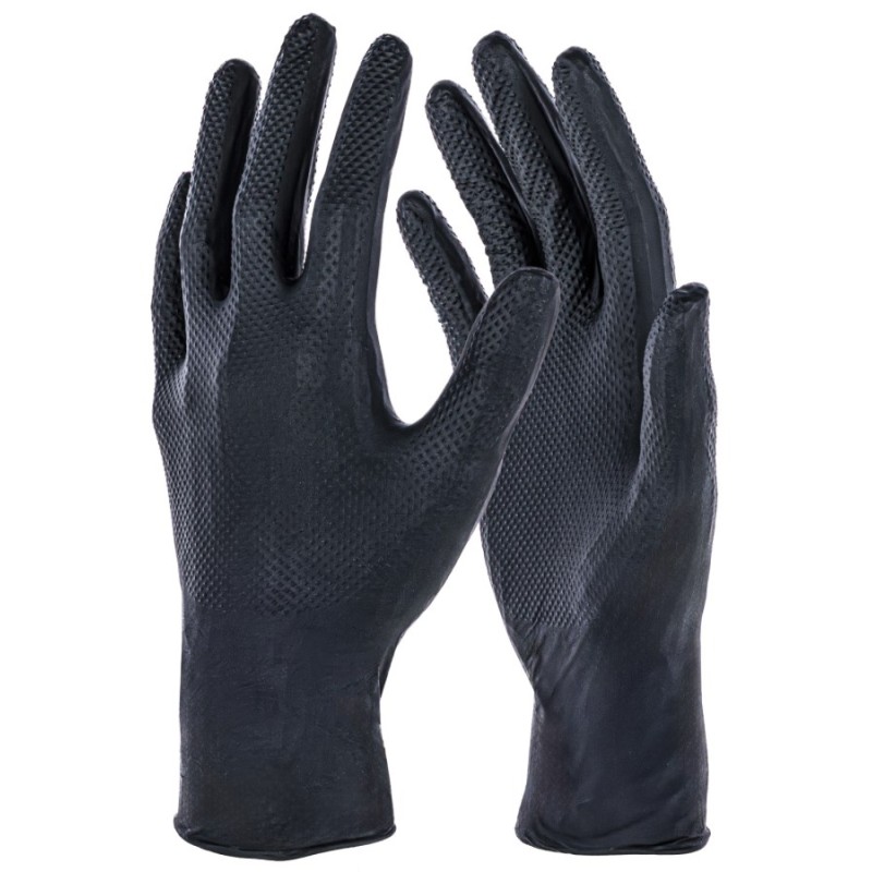 Rękawice nitrylowe X-grip Black, 240 mm, rozmiar XL, 50 szt., czarny, Krerbl