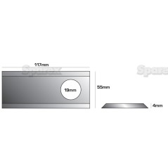 Nożyk - Ostrze stożkowe - 117 x 55x4mm - Otwór Ø19mm - Lewa/Prawa - Zastępuje Krone Zastępuje: 1398000