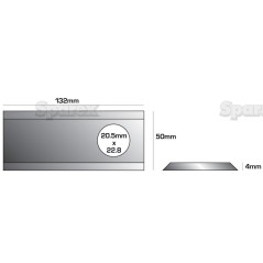 Nożyk - Ostrze stożkowe - 132 x 50x4mm - Otwór Ø20.5 x 23mm - Lewa/Prawa - Zastępuje Zastępuje: 13800013