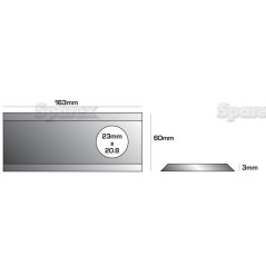 Nożyk - Ostrze stożkowe - 163 x 60x3mm - Otwór Ø20.5 x 23mm - Lewa/Prawa - Zastępuje Taarup Zastępuje: 56110200