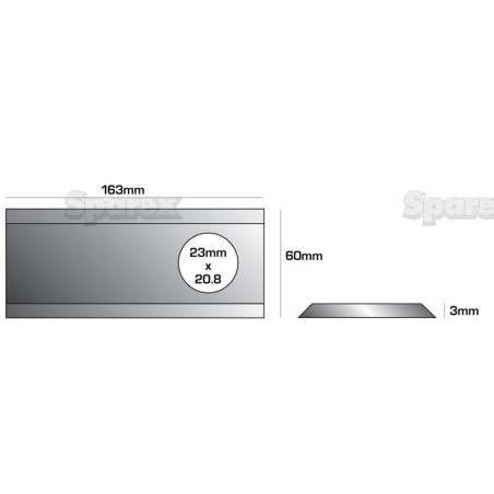 Nożyk - Ostrze stożkowe - 163 x 60x3mm - Otwór Ø20.5 x 23mm - Lewa/Prawa - Zastępuje Taarup Zastępuje: 56110200