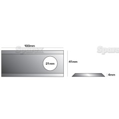 Nożyk - Płaskie ostrze, górna krawędź ostra - 100 x 41x4mm - Otwór Ø21mm - Lewa/Prawa - Zastępuje Massey Ferguson Zas...