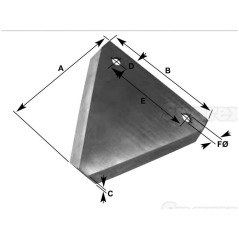 Nożyk górnie ryflowany - 83x76x2.75mm - Otwór Ø6.5mm - odległość pomiedzy otworami 51mm - ZastępujeClaas Zastępuje: 6112031 