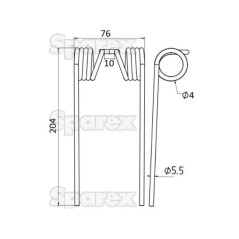 Palec sprezysty - - - Dlugosc:204mm, Szerokosc:76mm, Ø5.5mm - Zastepuje Welger Zastępuje: 0940530200 