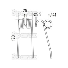 Palec sprezysty - Lewa/Prawa - Dlugosc:178mm, Szerokosc:75mm, Ø5.5mm - Zastepuje Carraro Zastępuje: 30500015