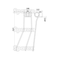 Palec sprezysty - Lewa/Prawa - Dlugosc:517mm, Szerokosc:108mm, Ø9.5mm - Zastepuje Kuhn Zastępuje: 57644010