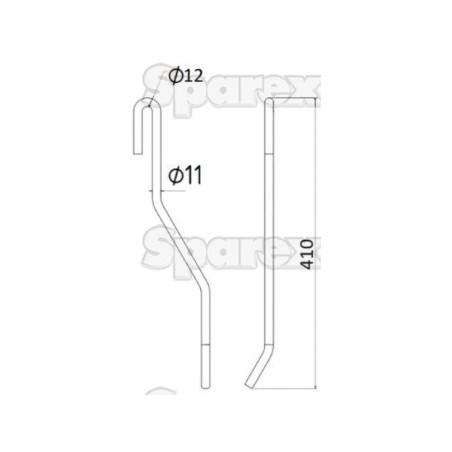 Palec sprezysty - prawa - Dlugosc:420mm, Szerokosc Ø11mm - Zastepuje Vicon Zastępuje: 90036191