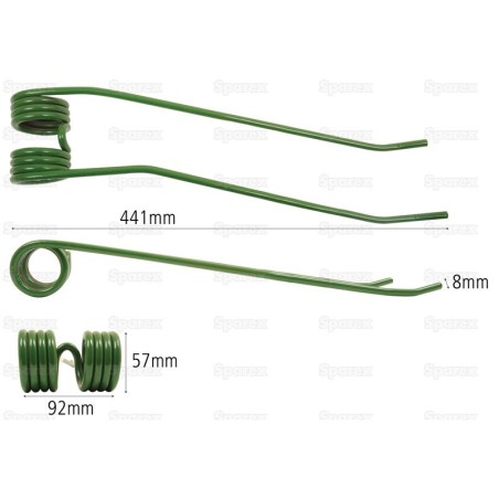 Palec sprezysty - prawa - Dlugosc:441mm, Szerokosc:92mm, Ø8mm - Zastepuje Fella, New Holland, Stoll Zastępuje: 539281