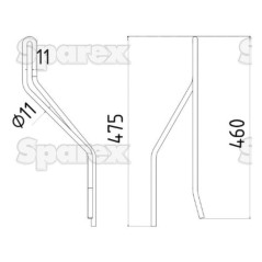 Palec sprezysty - prawa - Dlugosc:460mm, Szerokosc:137mm, Ø11mm - Zastepuje Vicon Zastępuje: 99136241 