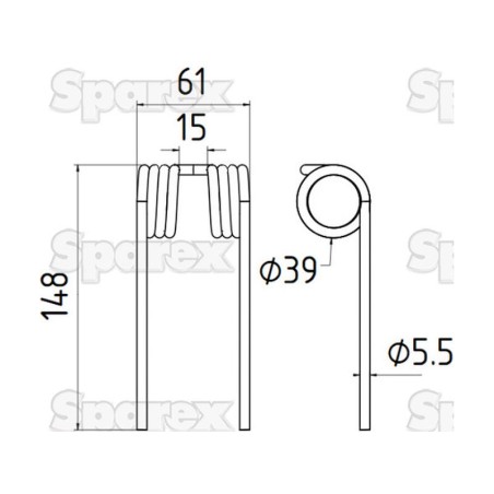 Palec sprezysty Dlugosc:148mm, Szerokosc:61mm, Ø5.5mm - Zastepuje Krone Zastępuje: 938006