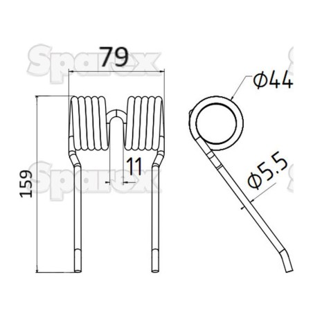 Palec sprezysty Dlugosc:159mm, Szerokosc:79mm, Ø5.5mm - Zastepuje Ford New Holland Zastępuje: 84582461