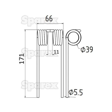 Palec sprezysty Dlugosc:171mm, Szerokosc:66mm, Ø5.5mm - Zastepuje John Deere Zastępuje: Z440510GK